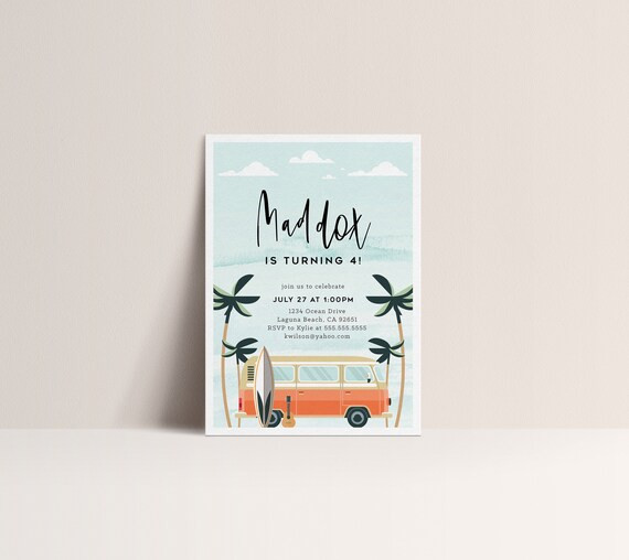 Surf Invitation, Surf Birthday, Surfing Invitation, Surf's Up, Surfboard Invitation, Surfing Part... | Etsy (US)
