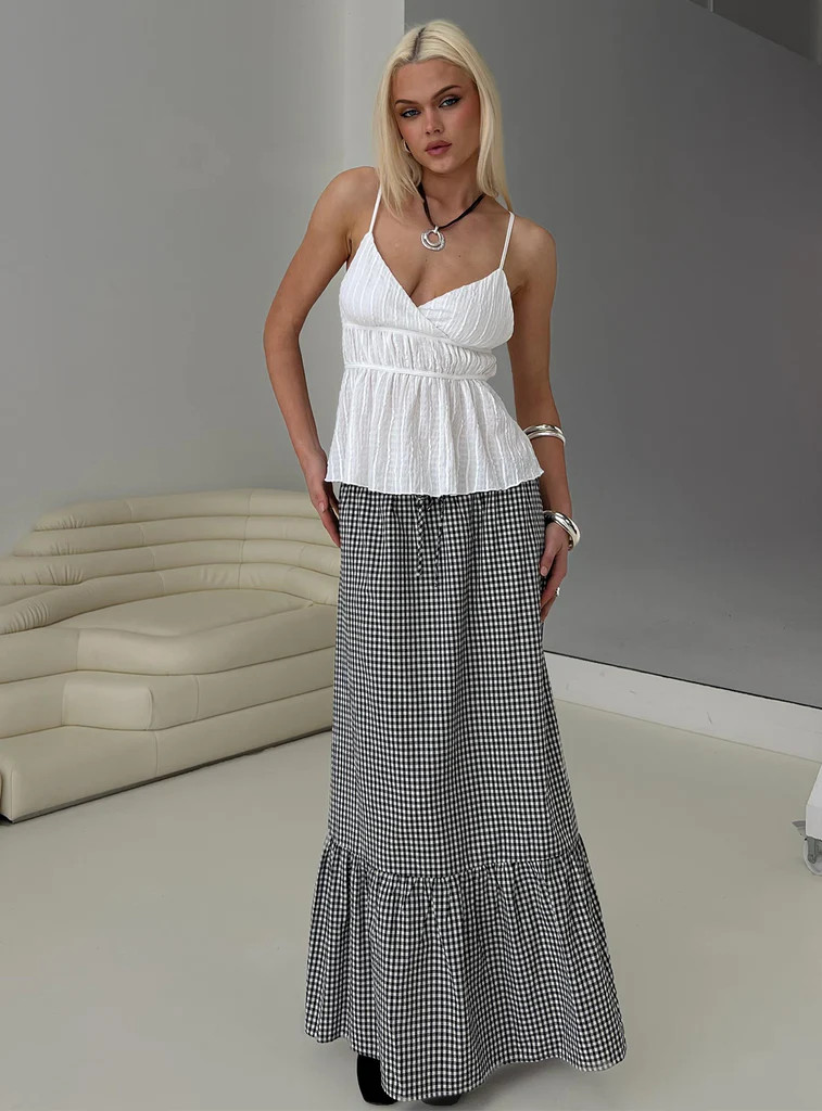 Modern Girl Maxi Skirt Black / White Gingham | Princess Polly US