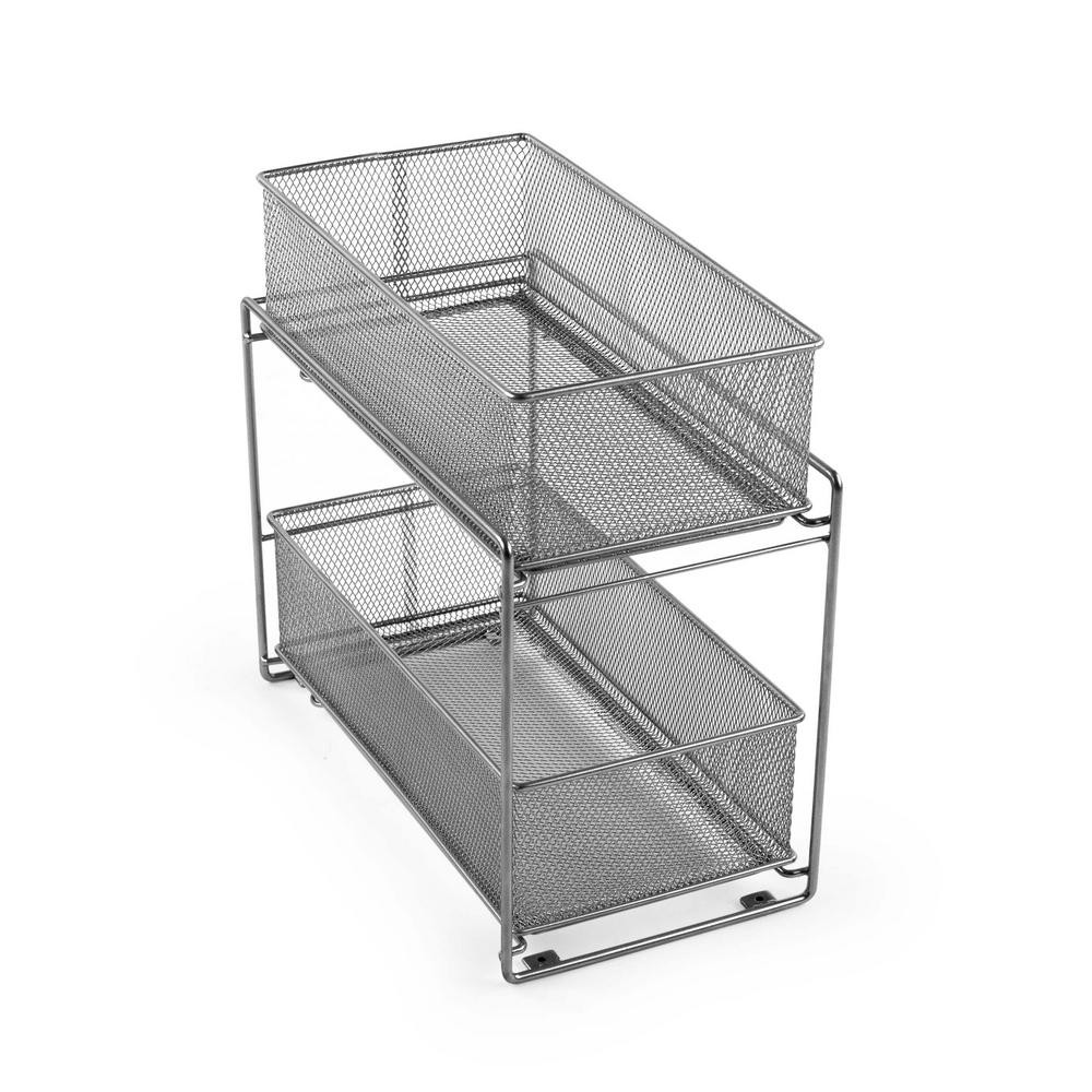 Design Ideas MeshWorks Silver Metal Cabinet Basket Organizer-351289 - The Home Depot | The Home Depot