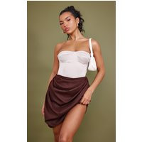 Chocolate Brown Gathered Mini Skirt | PrettyLittleThing IE