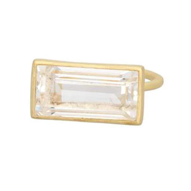 Gloria Ring in Matte Gold with Clear Quartz | Adore Adorn
