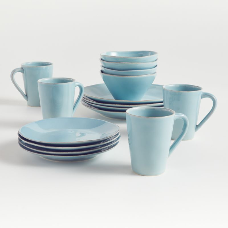 Marin Blue 16-Piece Dinnerware Set + Reviews | Crate & Barrel | Crate & Barrel