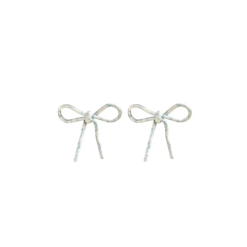 Poolside Aqua & White Bow Stud Earrings | Sea Marie Designs
