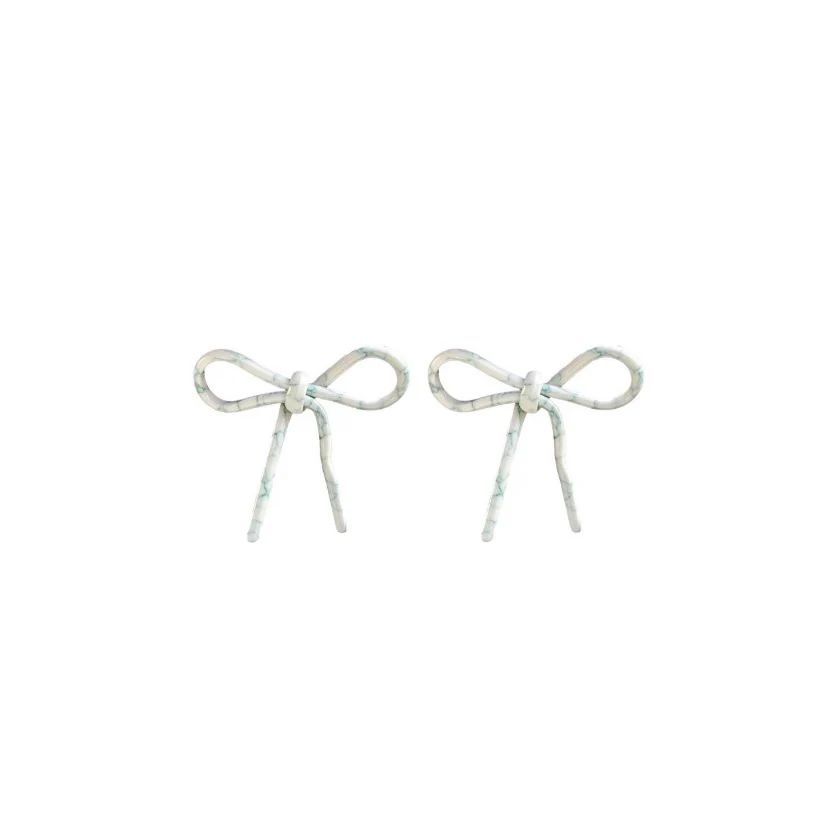 Poolside Aqua & White Bow Stud Earrings | Sea Marie Designs