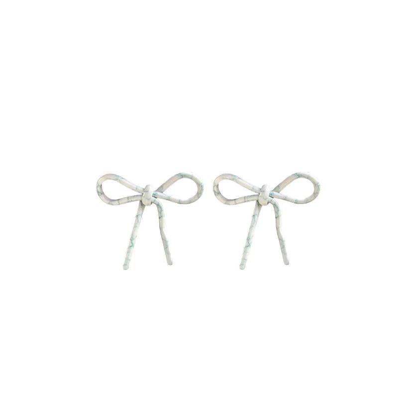 Poolside Aqua & White Bow Stud Earrings | Sea Marie Designs