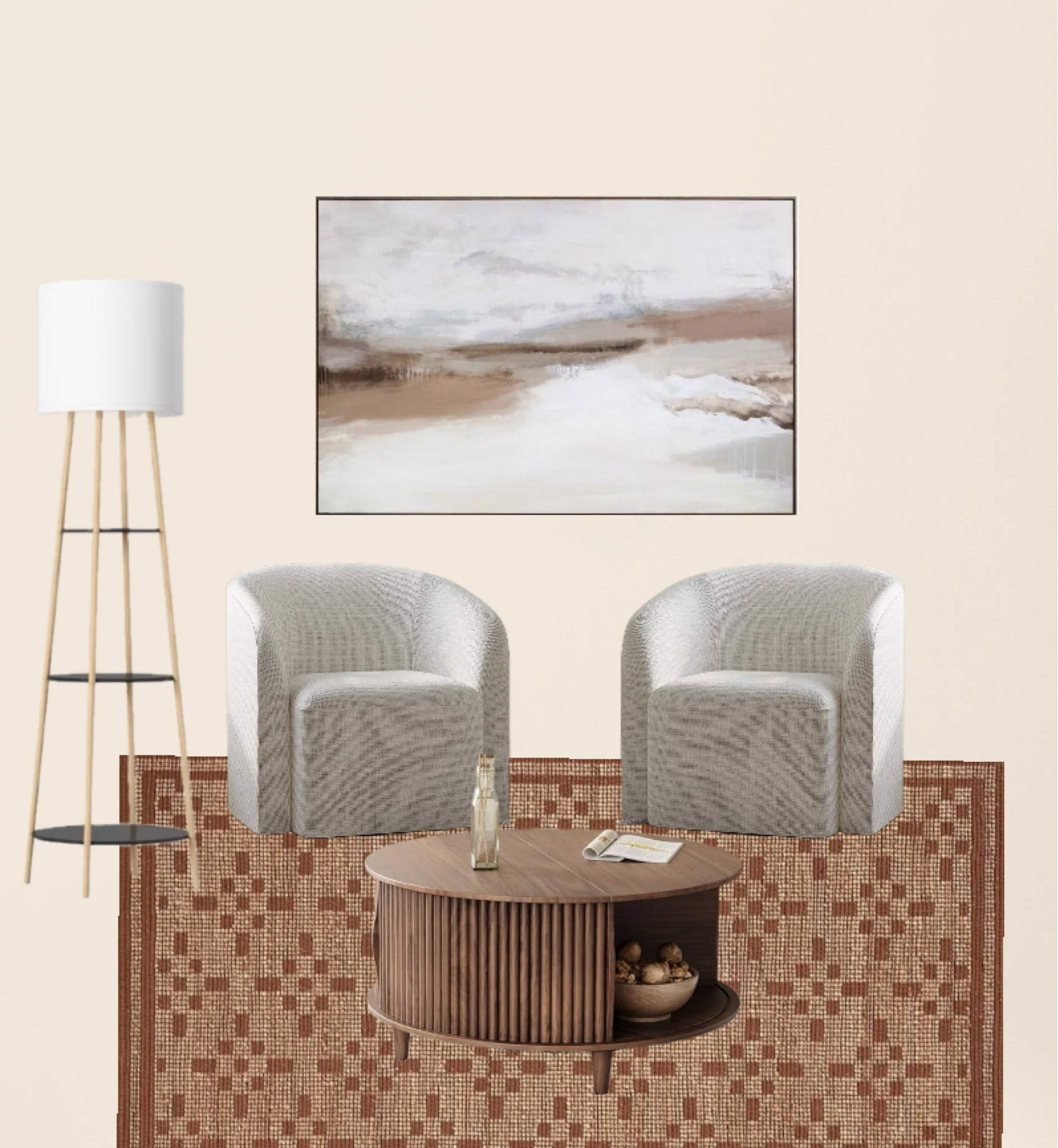 Create a cozy corner with 2 barrel swivel chairs and a lamp. This is styled with Sherwin Williams color of the month: Creamy. 

#LTKHome #LTKSeasonal