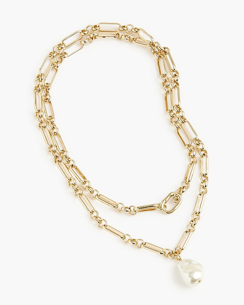 Double-wrap gold-tone pearl-effect necklace | J.Crew Factory