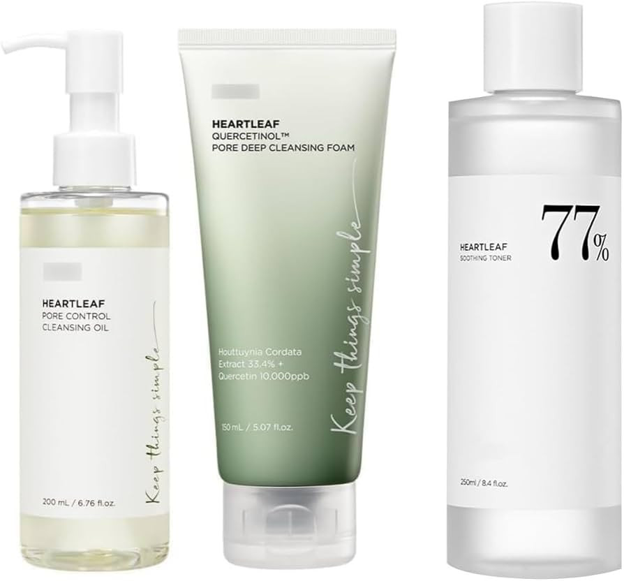 Cleansing Oil Set, 77% Soothing Toner, Quercetinol Pore Deep Cleansing Foam, Heartleaf Pore Contr... | Amazon (US)