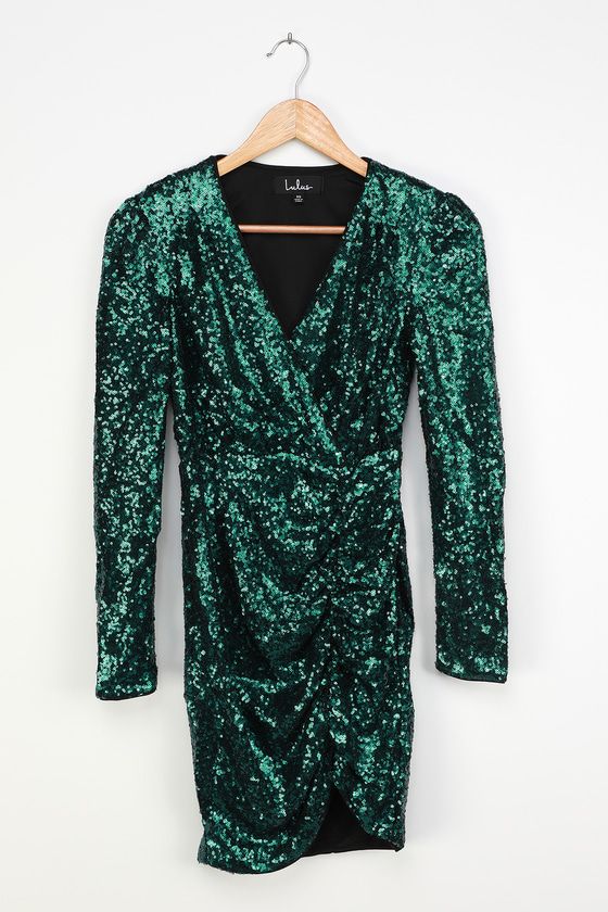 Get Festive Emerald Green Sequin Bodycon Mini Dress | Lulus (US)