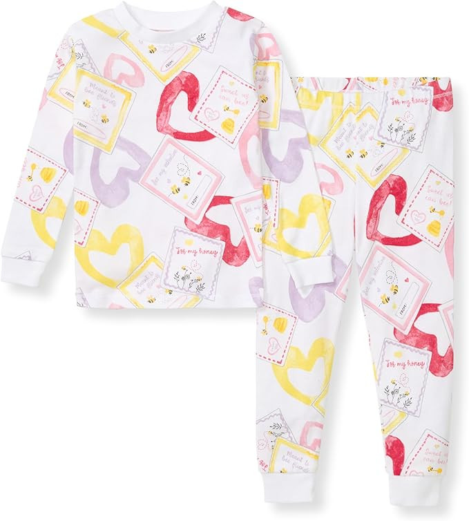 Burt's Bees Baby Girls' Pajamas, 2-Piece Long Sleeve Tee and Pants Organic Cotton PJ Set | Amazon (US)