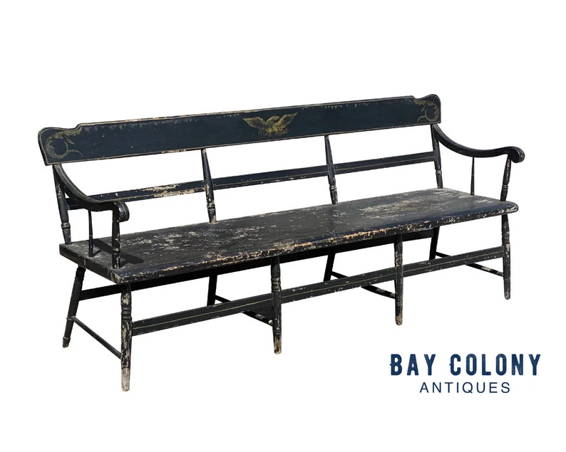 19th C Antique Black Painted Farmhouse / Deacons Bench  6.5 - Etsy | Etsy (US)