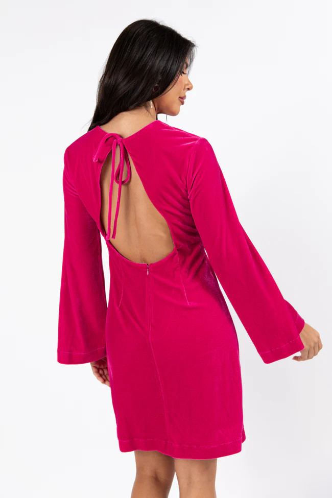 Bold As Love Pink Crushed Velvet Back Detail Mini Dress | Pink Lily