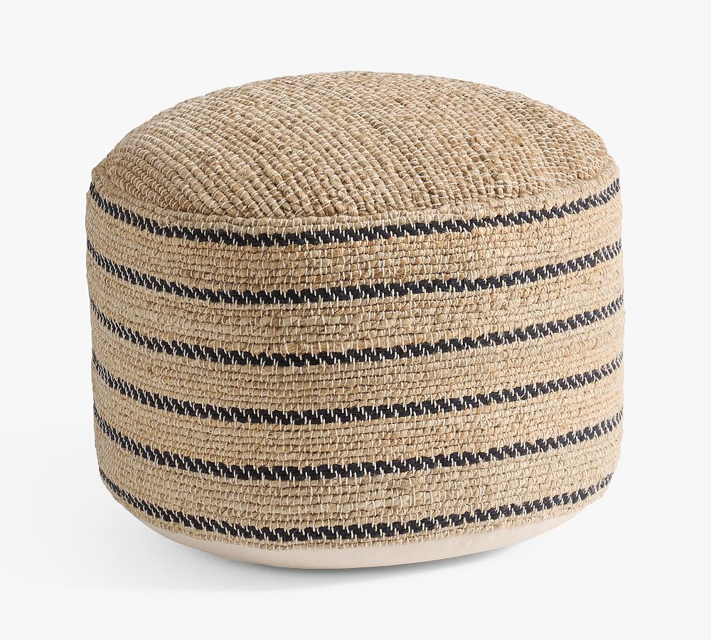 Jute Striped Round Pouf | Pottery Barn (US)