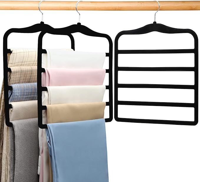 Closet Organizers and Storage,3 Pack Organization and Storage Pants-Hangers-Space-Saving,Velvet H... | Amazon (US)