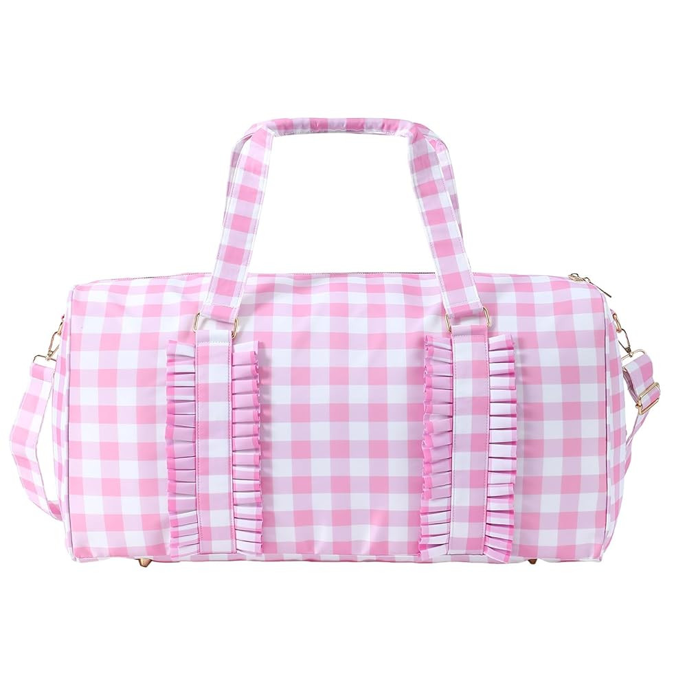 Travel Bags Pink Large Duffle Bag Gingham Weekender Bag for Girls Overnight Bag Airlines Carry on... | Amazon (US)