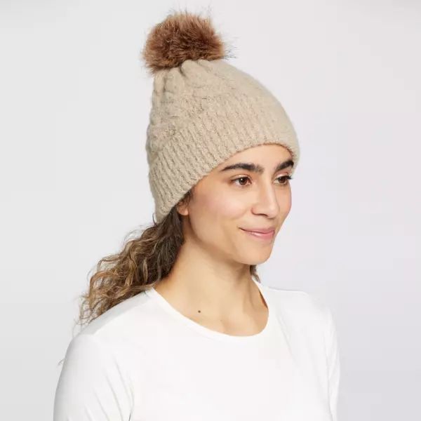 CALIA Women's Cable Knit Faux Fur Pom Beanie | CALIA | CALIA