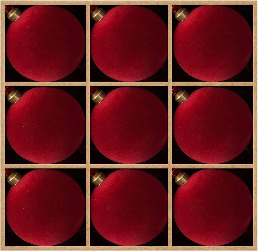 DN DECONATION Christmas Ball Ornaments Set of 9 – Wine Red Velvet Christmas Tree Balls with Rib... | Amazon (US)