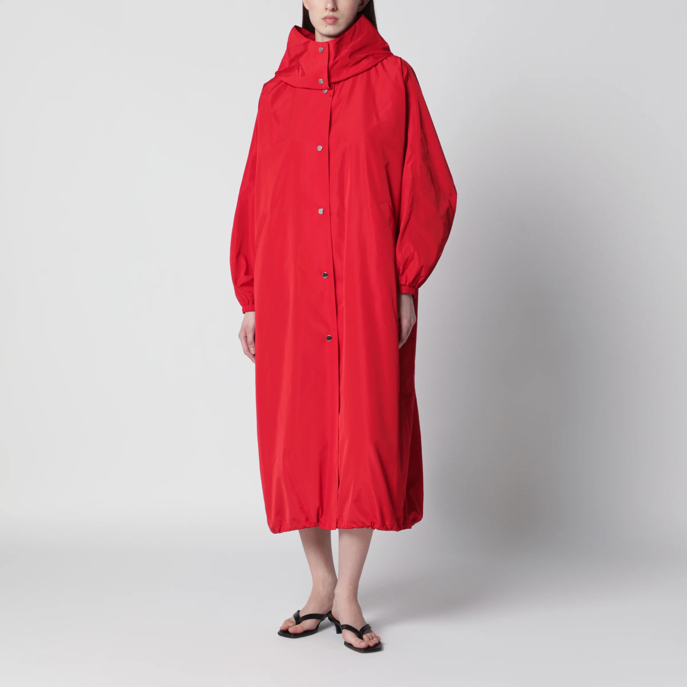 Red oversize coat in silk-blend fabric | The Double F