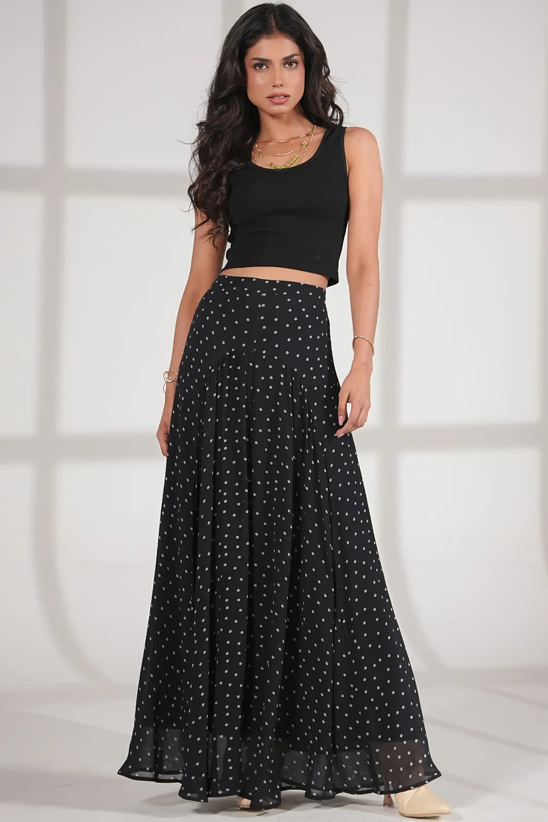 Rose & Nancy Women's elsie-black-blue-spot-maxi-skirt in Black | Size: Small | Debenhams UK