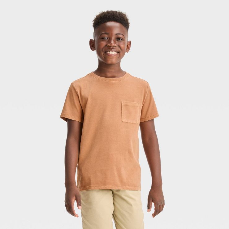 Boys' Short Sleeve Solid T-Shirt - Cat & Jack™ Brown | Target