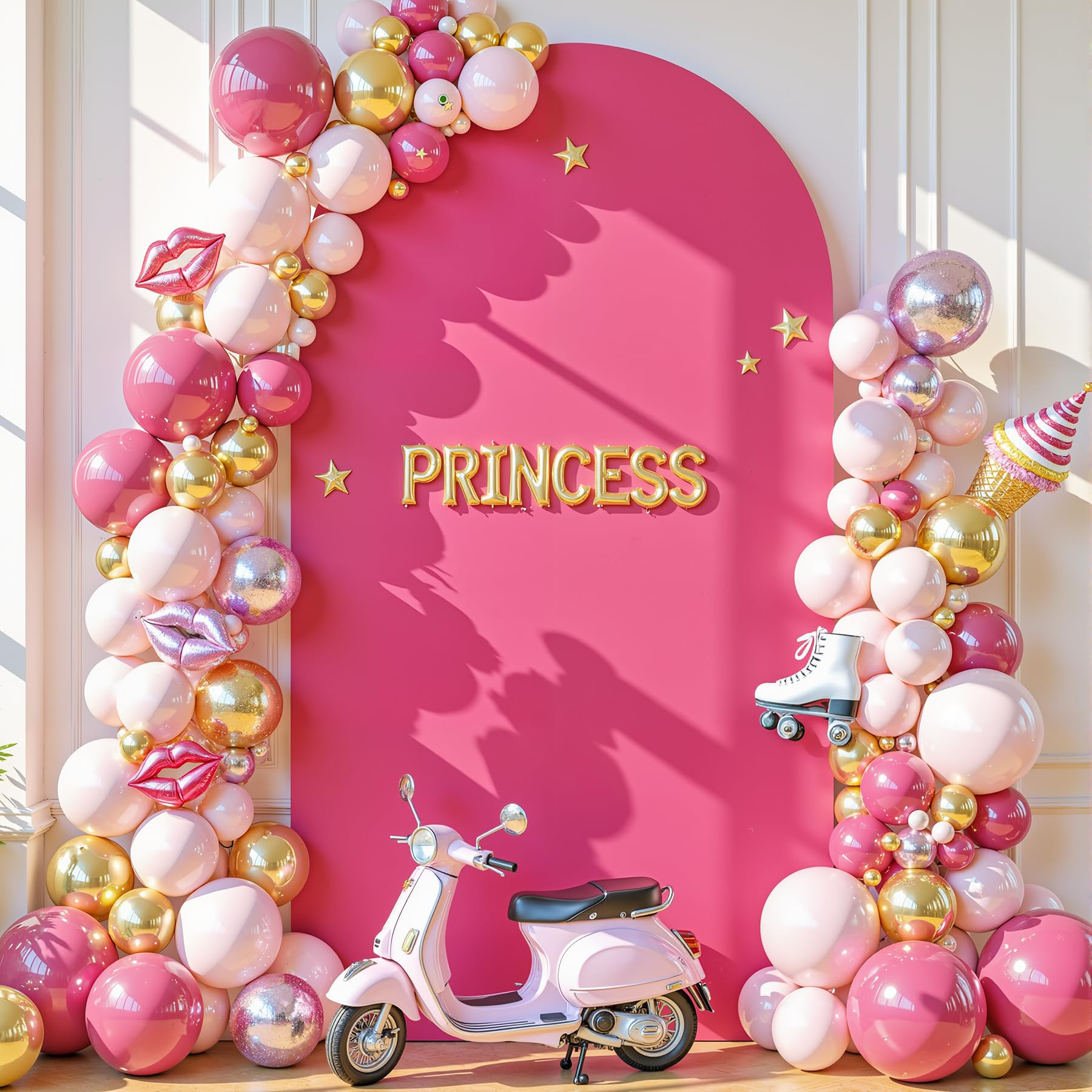 Hot Pink Arch Cover, 6FT Spandex Fitted Wedding Arch Stand Covers Round Top Chiara Backdrop Cover... | Amazon (US)