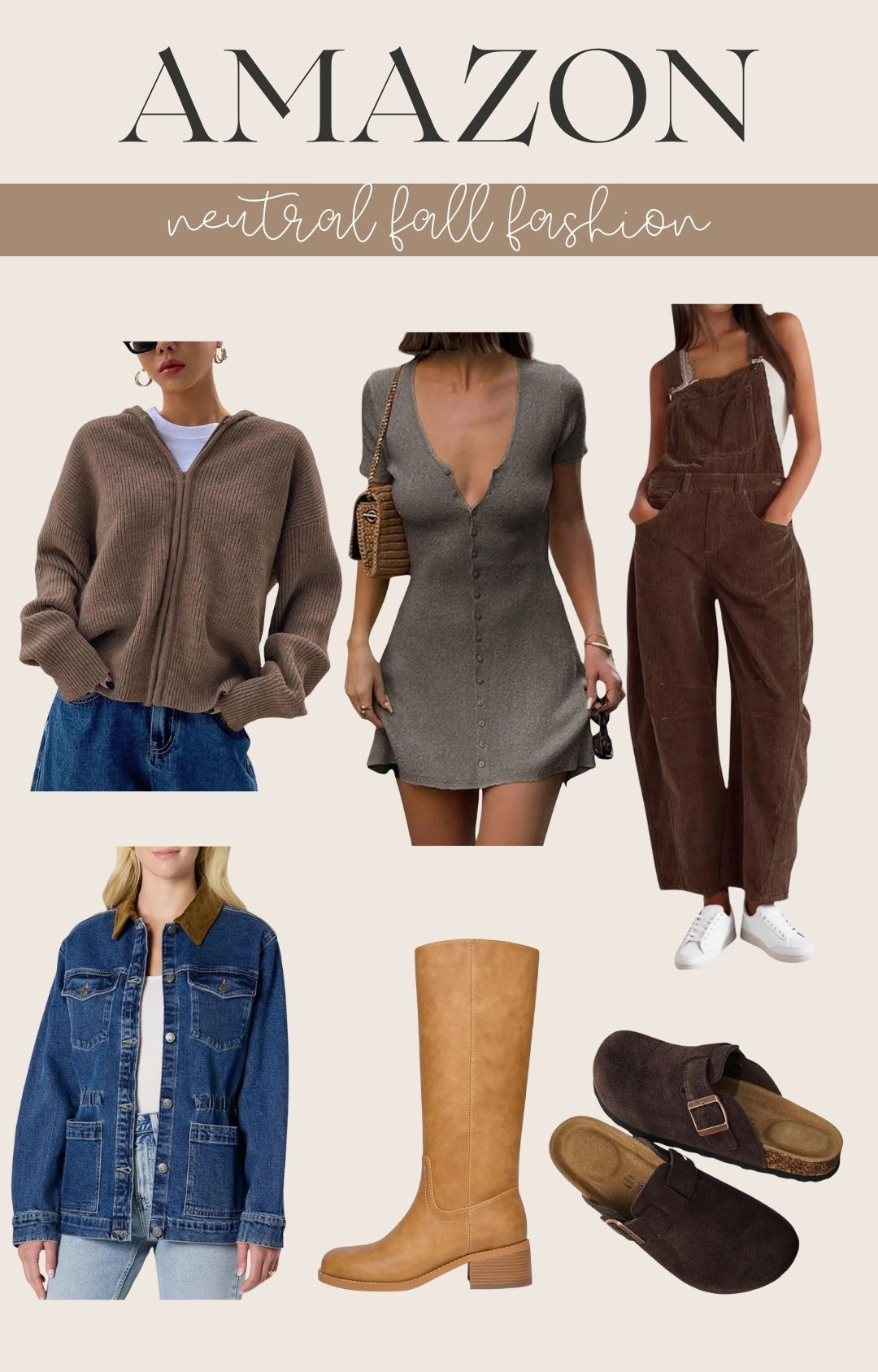 Fall Amazon outfits
Outfit ideas
Brown outfit
Overalls
Barn jacket 
Boots
Clogs 
Fall dress
Knit sweater 
Riding boots 

#LTKPetite #LTKStyleTip #LTKFindsUnder50