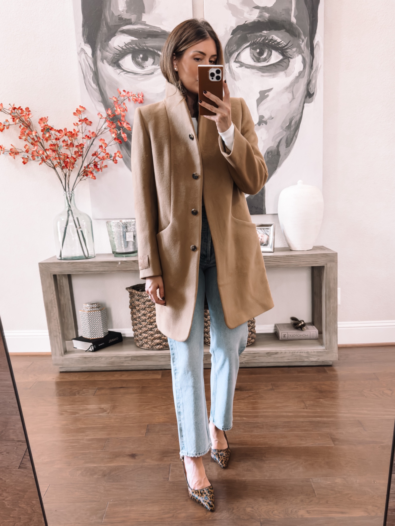 The most gorgeous camel coat with a stand up collar. In size medium (with room for a medium weight sweater) 

#LTKSeasonal