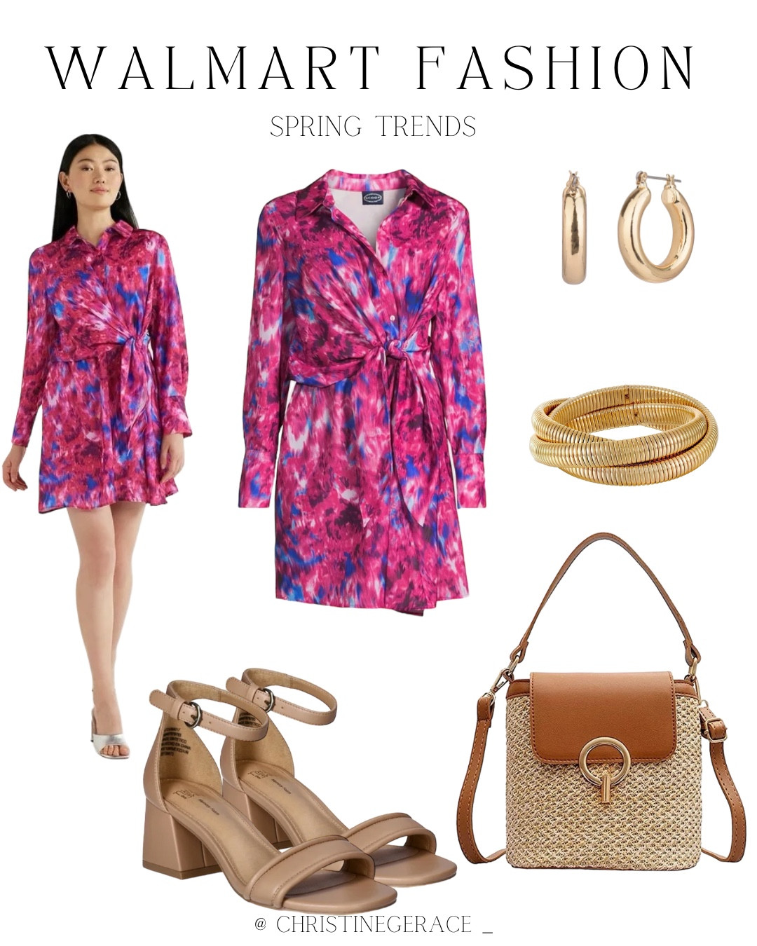Walmart fashion finds ! 
Spring dress, straw crossbody handbag, gold earrings, gold bracelet, nude heels 

Wedding guest dress, spring outfit, vacation outfit, baby shower, Walmart finds 

#LTKfindsunder100 #LTKfindsunder50 #LTKstyletip