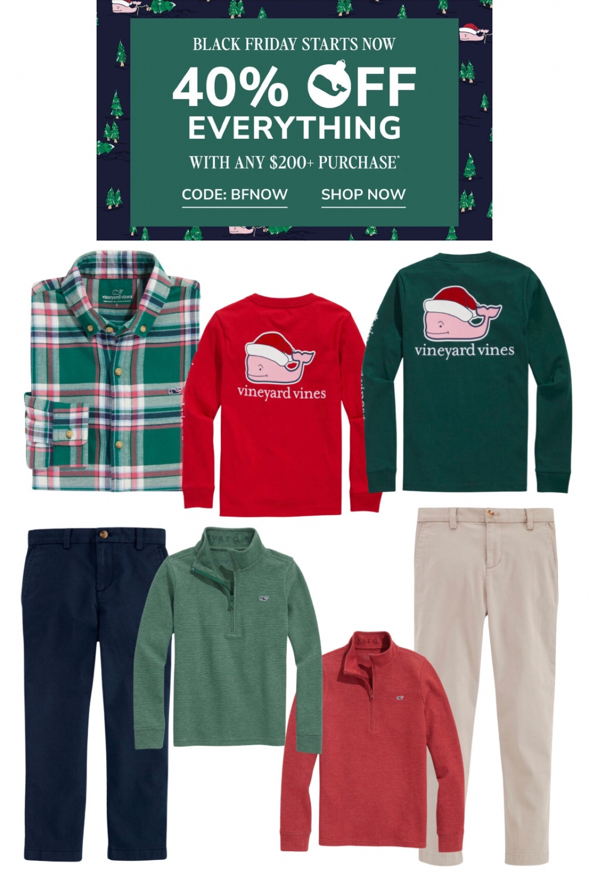 40% off when you spend $200 at vineyard vines. Here’s what I ordered for my boys for Christmas. 

#kidsholiday #boys #christmasoutfit