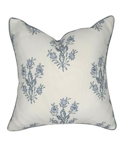 Jillien Harbor Throw Pillow for Outdoors Mary Off-White Periwinkle Floral Pillow Cover Grandmillennial Pillow Cover 19" x 19" 48 cm x 48 cm Grandmillennial Home Decor (19" x 19") | Amazon (US)