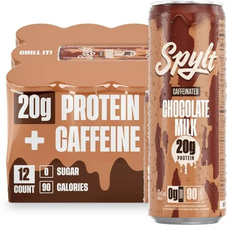 SPYLT High Protein Milk, 60 mg Caffeine, 20g Protein, Sugar and Lactose Free, Chocolate, 11 oz, 12 Count | Walmart (US)
