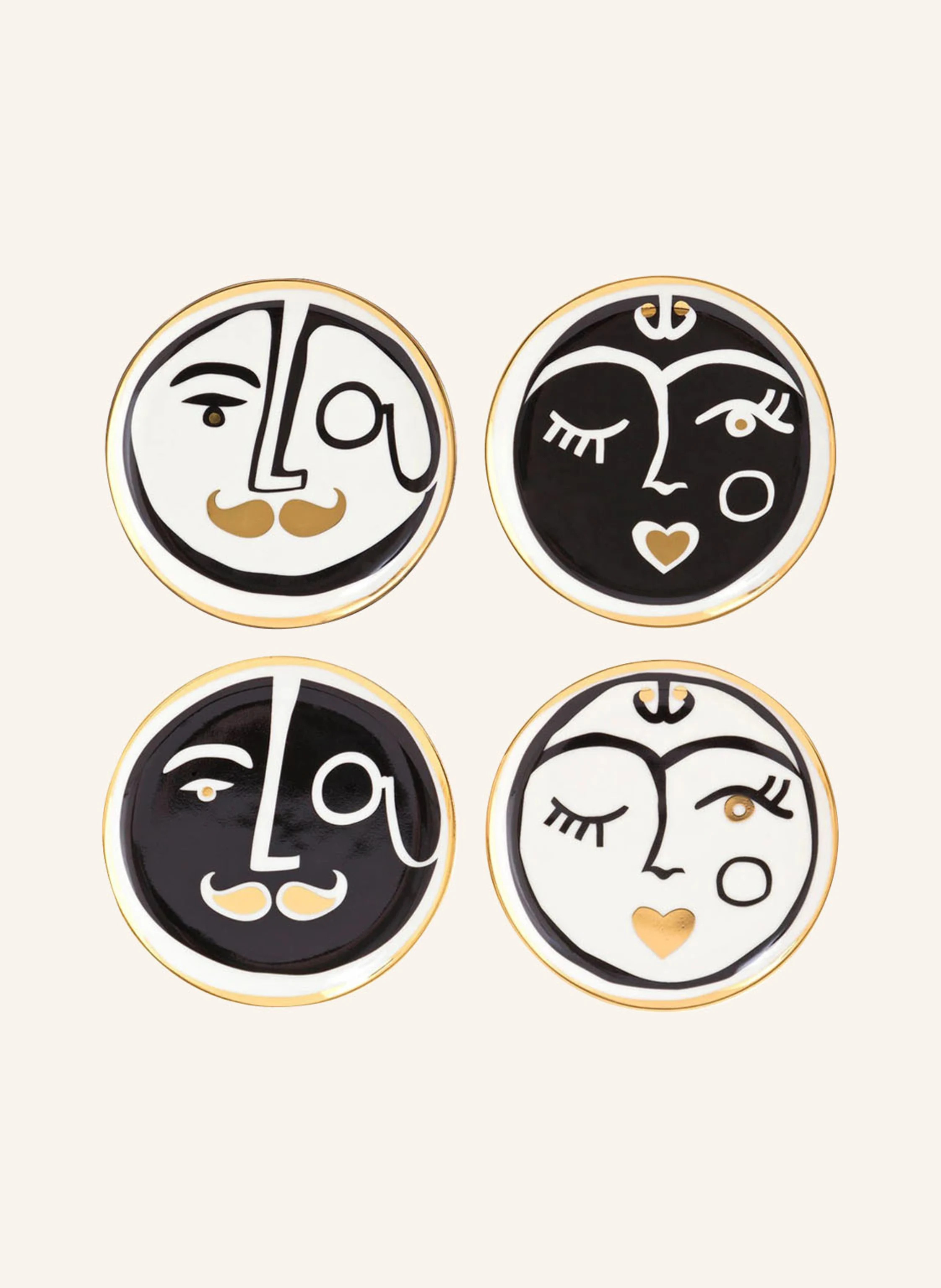 JONATHAN ADLER 4er-Set Untersetzer MARSEILLES in weiss / schwarz / gold | Breuninger (DACH)