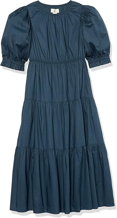 Amazon Aware Girls' Cotton Blend Puff Sleeve Tiered Maxi Dress | Amazon (US)