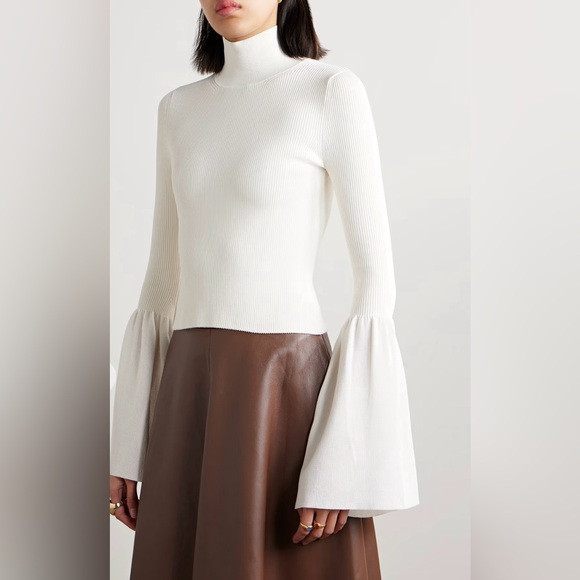 Altuzarra Dana Ribbed Stretch-Knit Dramatic Cuff Sleeve Sweater | Poshmark