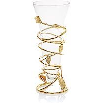 Clear Glass Vase with Removable Gold Leaf Design Base- Measures: 15" H | Amazon (US)