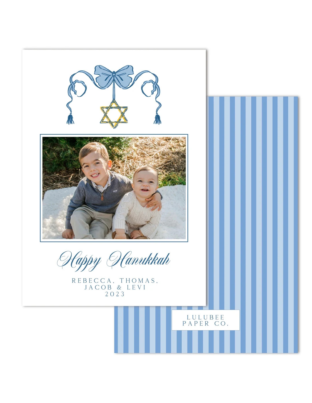 Printable Hanukkah Photo Card Template Digital Holiday Card watercolor, Preppy customizable, Prin... | Etsy (US)