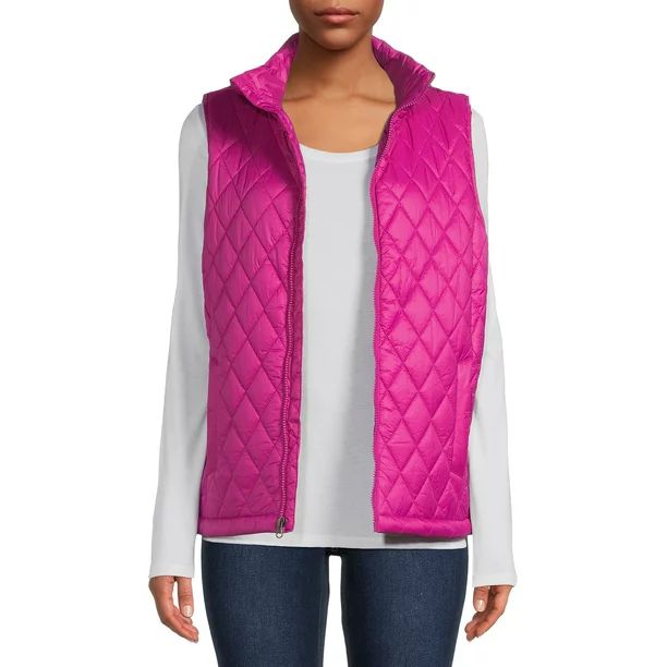 Time and Tru Women's and Plus Diamond Quilt Vest - Walmart.com | Walmart (US)