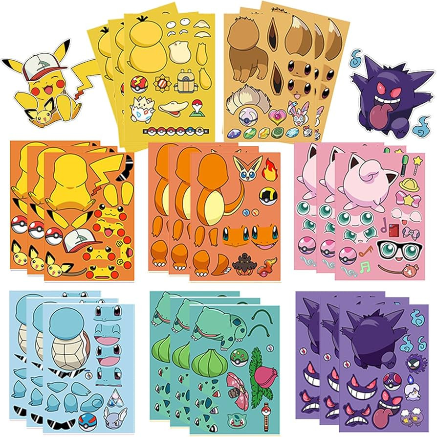 24Sheets Make-a-face Cartoon Pet Sticker,Make Your Own Mixed & Matched with 8 Designed Characters... | Amazon (US)