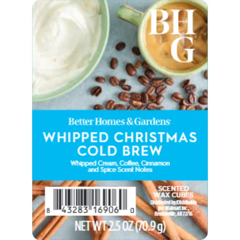 Whipped Christmas Cold Brew Scented Wax Melts, Better Homes & Gardens, 2.5 oz (1-Pack) | Walmart (US)