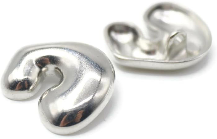 Silver Metal Shank Buttons - 12 Pcs - 4 Size Options - Twinkle Oval Irregular Metal Shank Buttons... | Amazon (US)