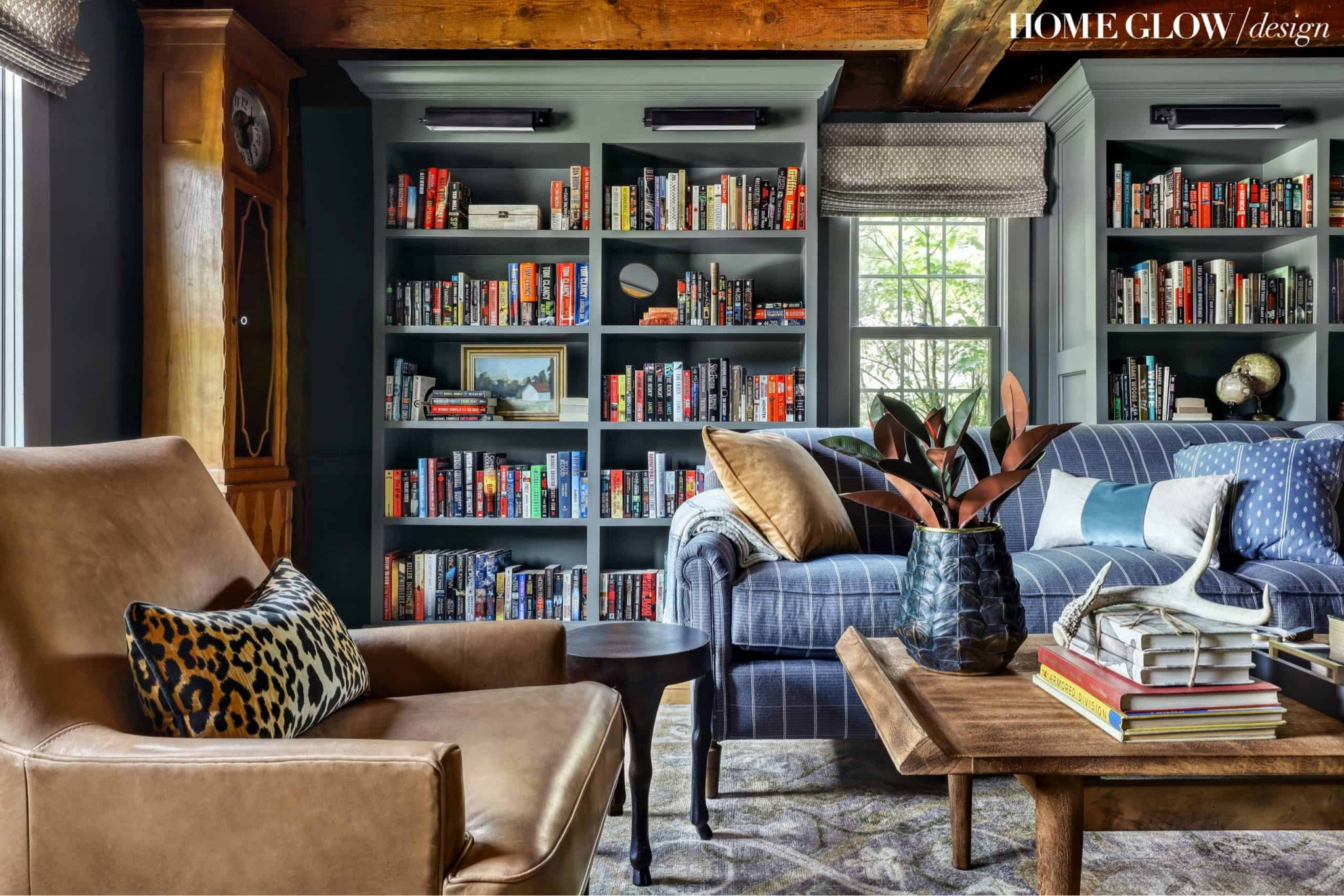 A cozy home library with an off-beat fall color palette — charcoal gray & leather!

#LTKSeasonal #LTKhome