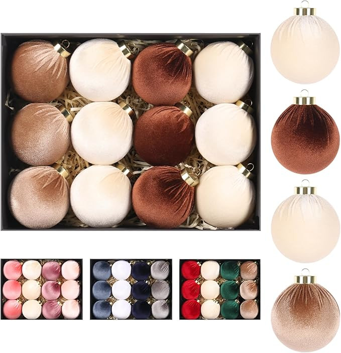 Super Holiday 3.14" Velvet Christmas Balls, 12PCS 80MM Plastic Christmas Ball Ornaments for Xmas ... | Amazon (US)