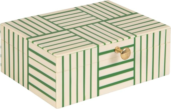 Bloomingville Green & White Striped Resin Storage Box | Amazon (US)