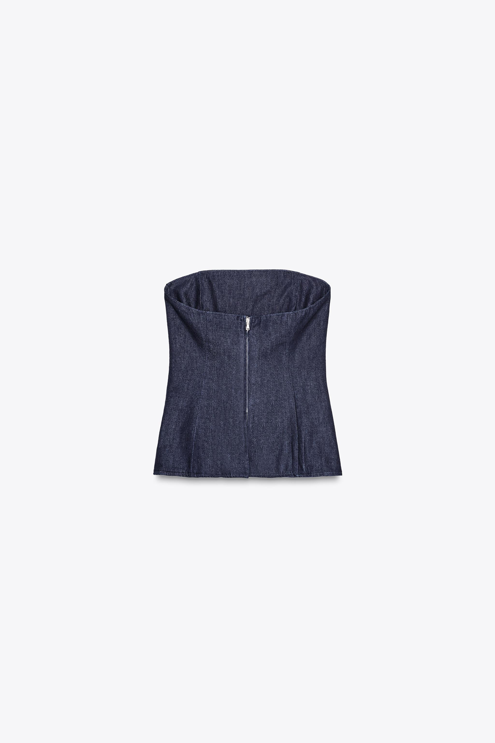 TRF DENIM BANDEAU TOP | Zara UK