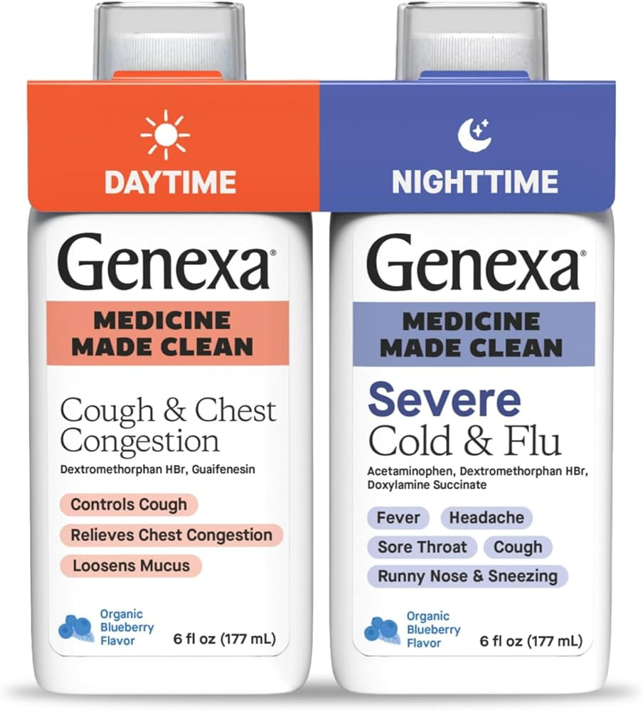 Genexa Clean Cough & Congestion + Nighttime Relief Combo Pack, Dye Free, 0% Artificial Additives,... | Amazon (US)