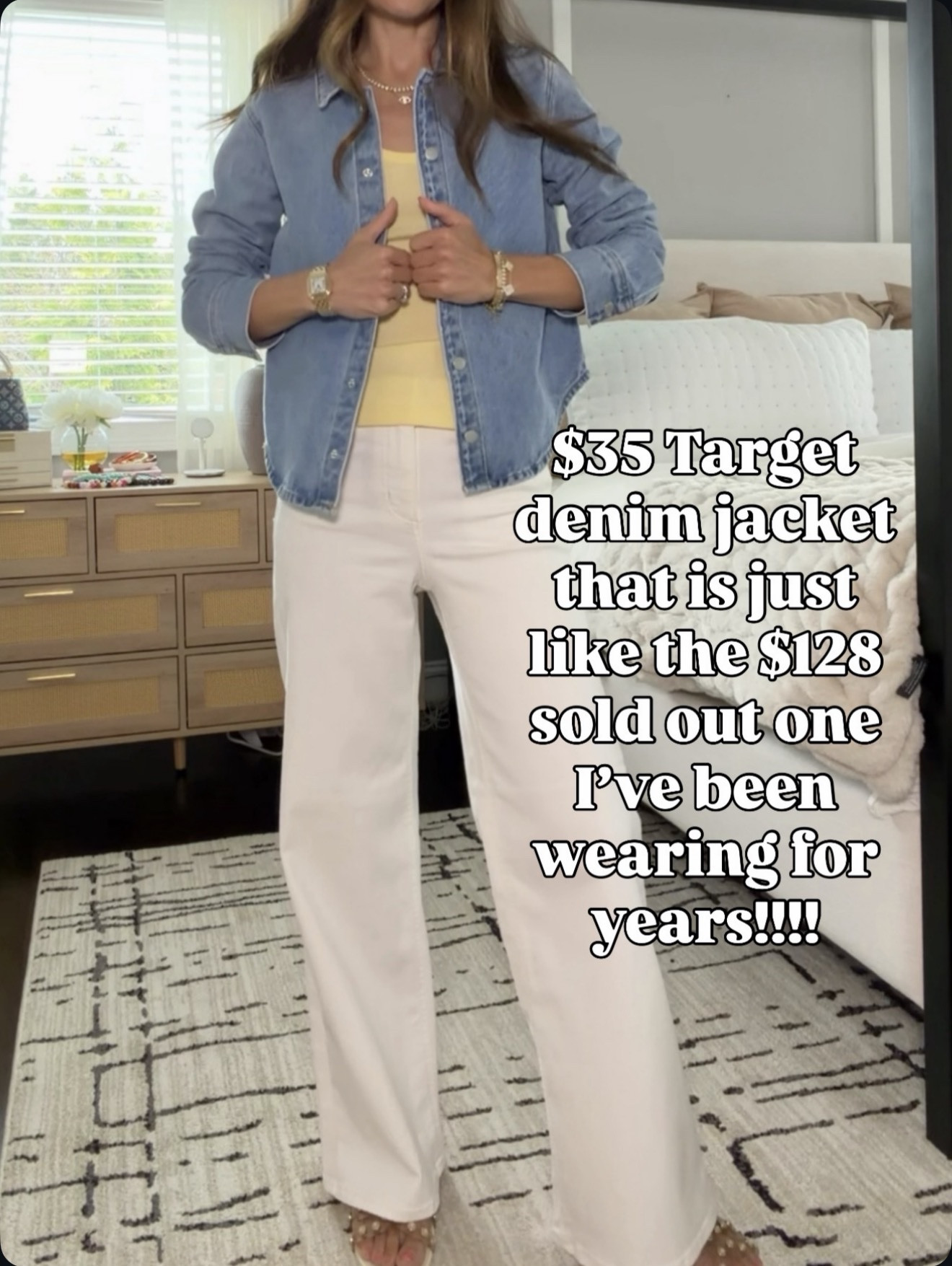A $35 Target denim jacket that looks just like the $128 sold out one I’ve worn for years. Run don’t walk 🏃‍♀️ 🔗⬇️ wearing size xs and 0 short jeans

#LTKmomlife #LTKSeasonal #LTKOver40