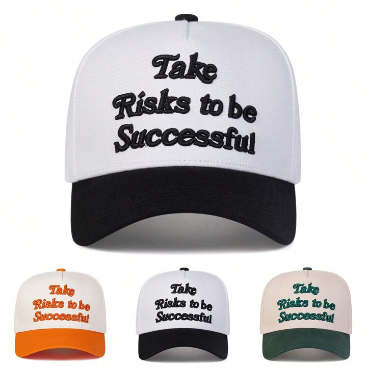 1pc Men's "Take Risks To Be Successful" Letter Print Baseball Cap, Fashionable 5-Panel Hat For Ou... | SHEIN