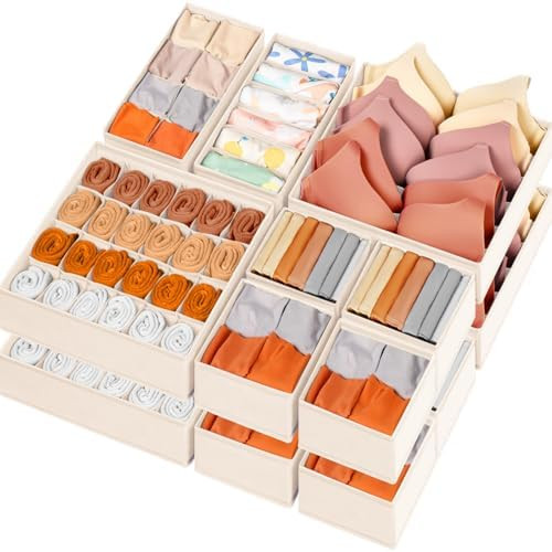 Criusia Drawer Organizer Clothes, 16 Pack Dresser Organizer Bins for Baby Clothes, Underwear Sock... | Amazon (US)