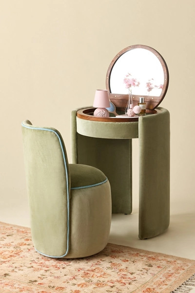 Jane Upholstered Vanity & Stool Set | Urban Outfitters (US and RoW)