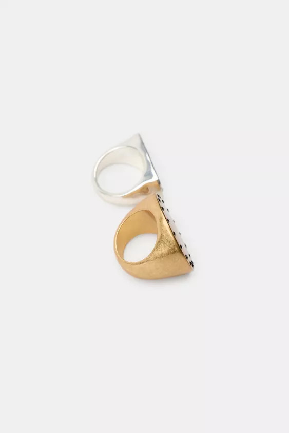 2-PACK OF COMBINED GEOMETRIC SHAPE RINGS | Zara US